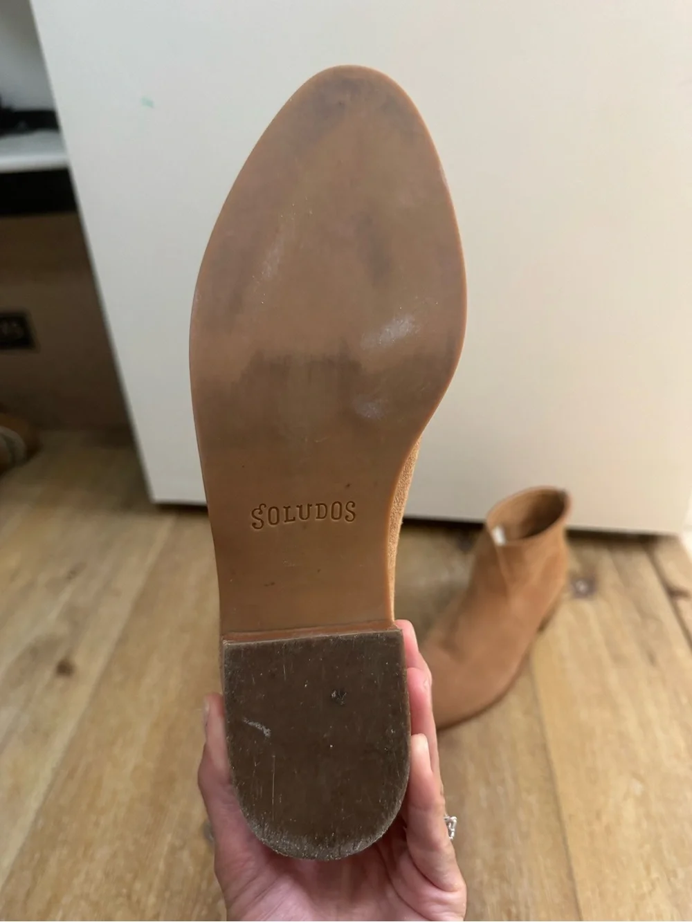 Soludos Suede Ankle Booties in Camel